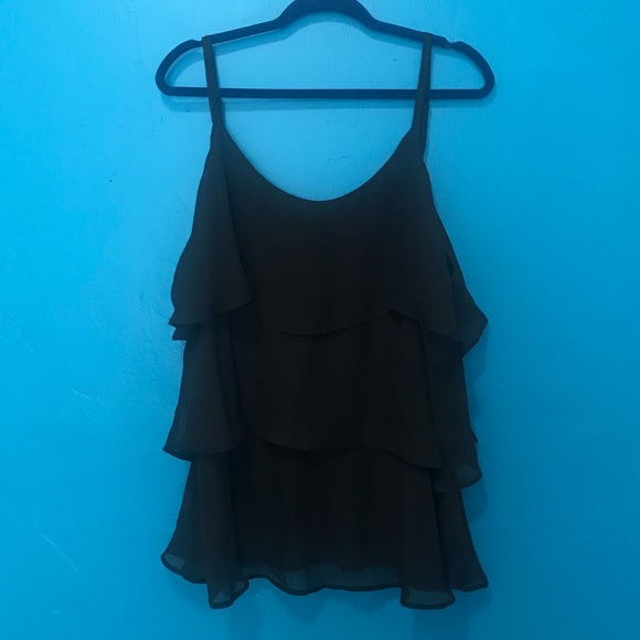 BONGO Tops - Black Layered Chiffon Tank Top